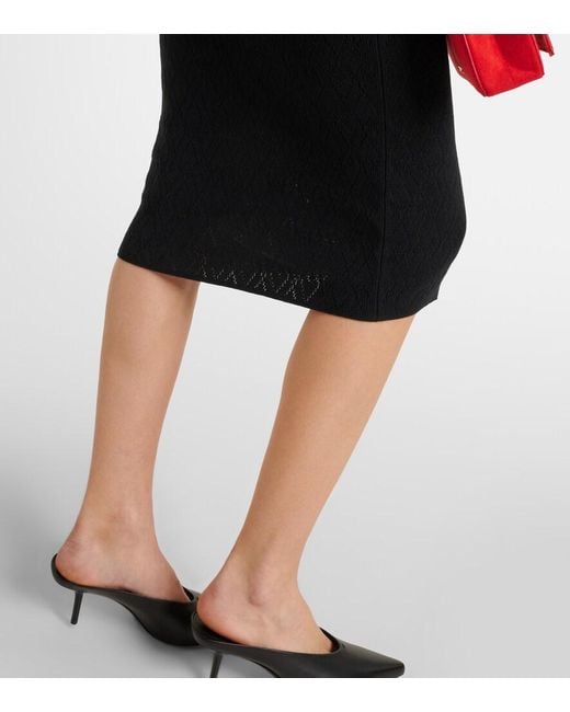 AMI Black Knitted Cotton And Wool Midi Dress