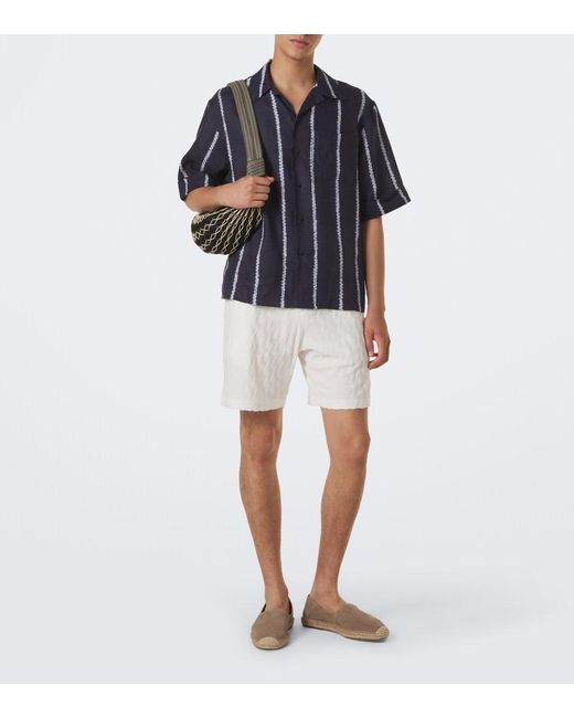 Frescobol Carioca White Terry-Trimmed Cotton Blend Shorts for men
