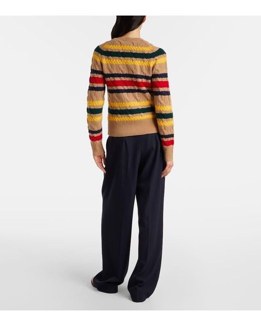 Cardigan Trenzado De Lana Y Cachemir A Rayas Polo Ralph Lauren de color Multicolor