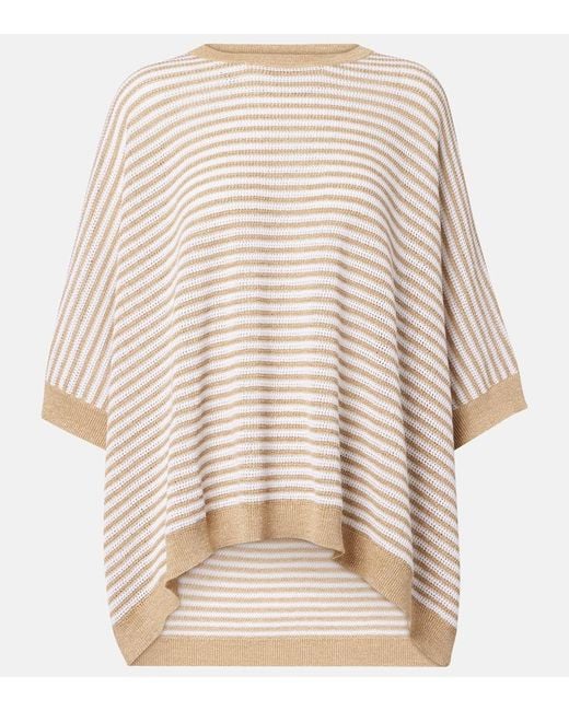 Brunello Cucinelli Women's Natural Knitted Striped Top