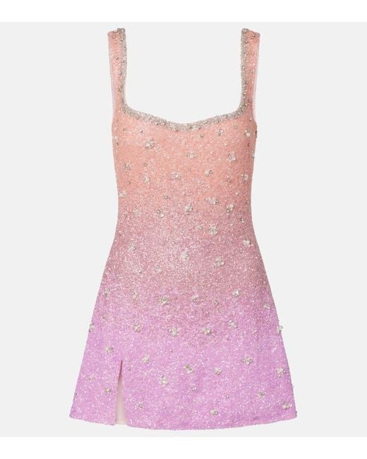 Clio Peppiatt Pink Crystal Beaded Minidress