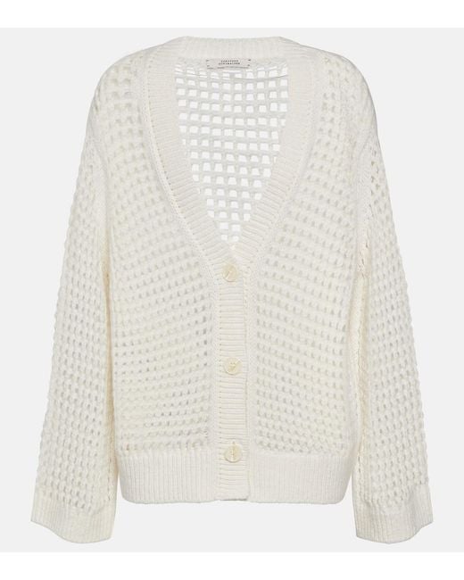 Dorothee Schumacher White Pointelle Wool And Cashmere Cardigan