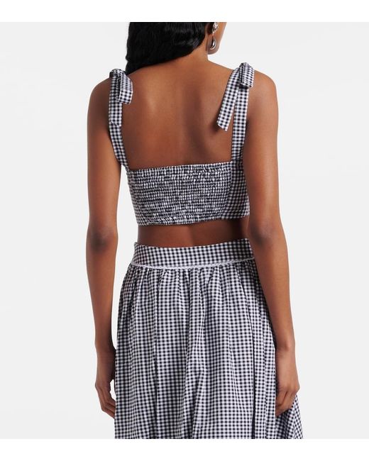 Bananhot Blue Alba Gingham Cotton Poplin Crop Top