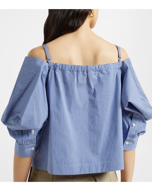 Sacai Blue Striped Cotton Poplin Top