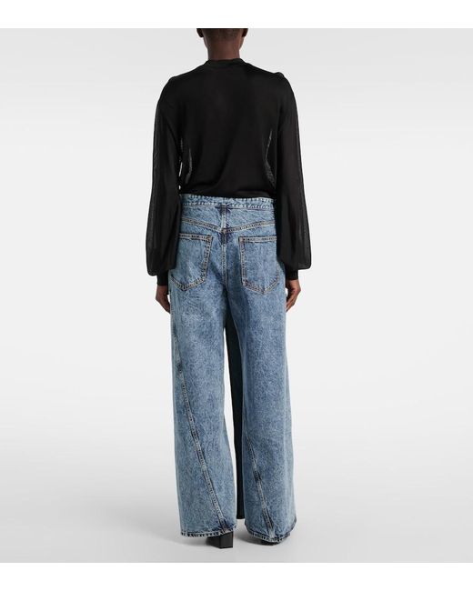 Alaïa Blue Wide-Leg Wrap Jeans