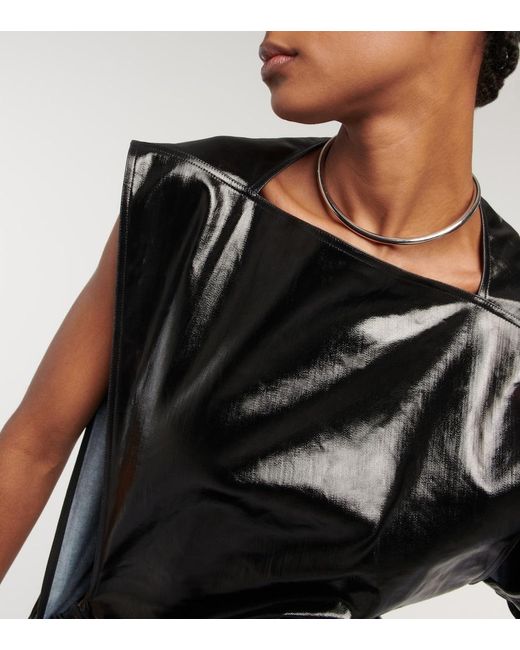 Rick Owens Black Asymmetrical Denim Gown