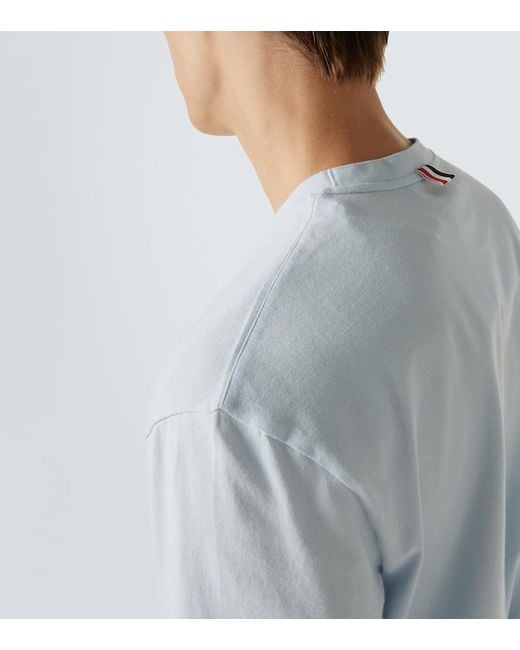 Thom Browne Blue 4-Bar Cotton Jersey T-Shirt for men