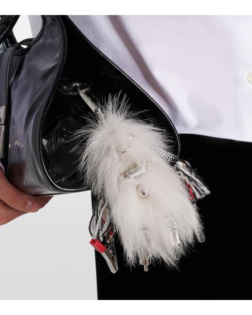 Prada White Rufus Stainless Steel Keychain