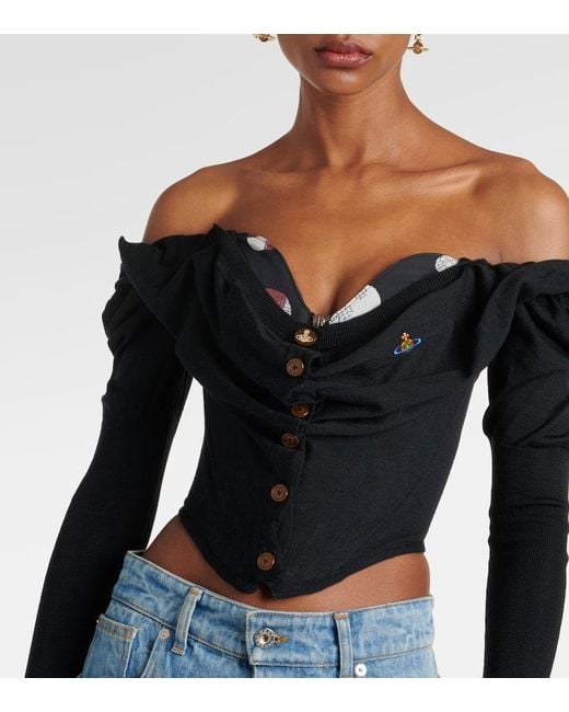 Top de lana y seda con mangas abullonadas Vivienne Westwood de color Black