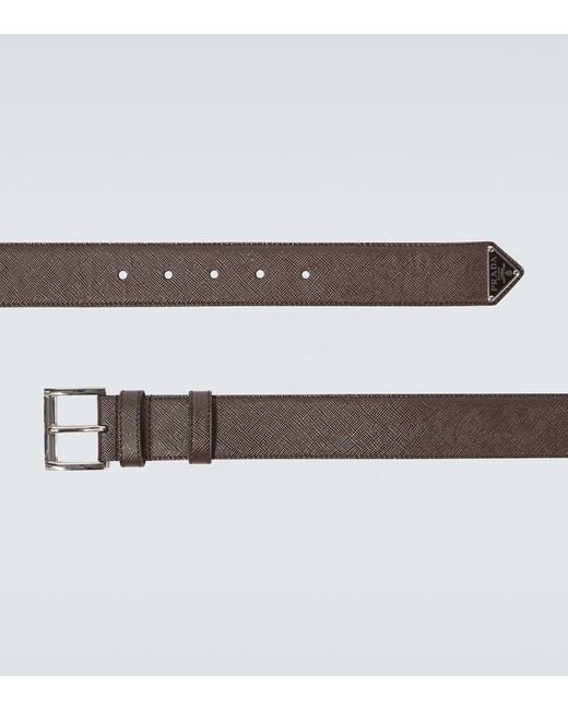 Prada Brown Saffiano Leather Belt for men