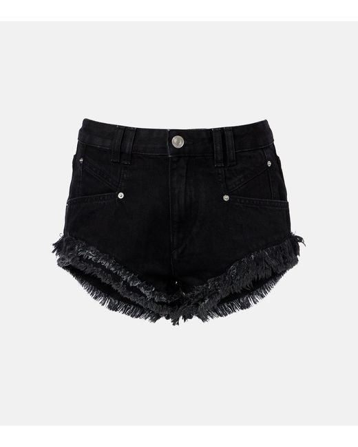Isabel Marant Black Eneidala Faded Denim Shorts