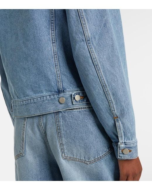 Rohe Blue Suede-Trimmed Denim Jacket