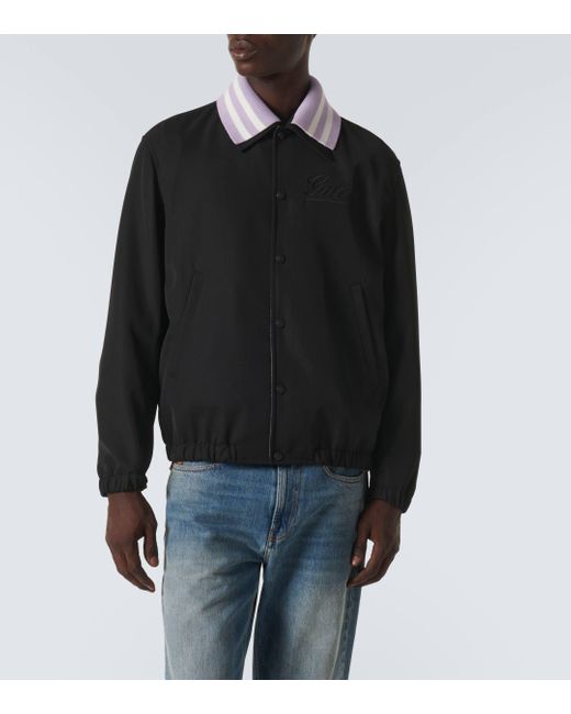 Gucci Black Faux Leather-Trimmed Blouson for men