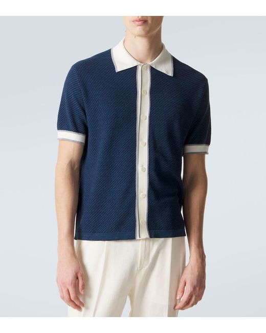 Brioni Blue Linen, Cotton, And Silk Shirt for men
