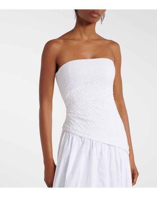 Staud White Nia Cotton Midi Dress