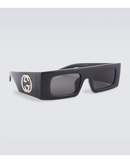 Gucci Gray Fashion Show Rectangular Sunglasses for men