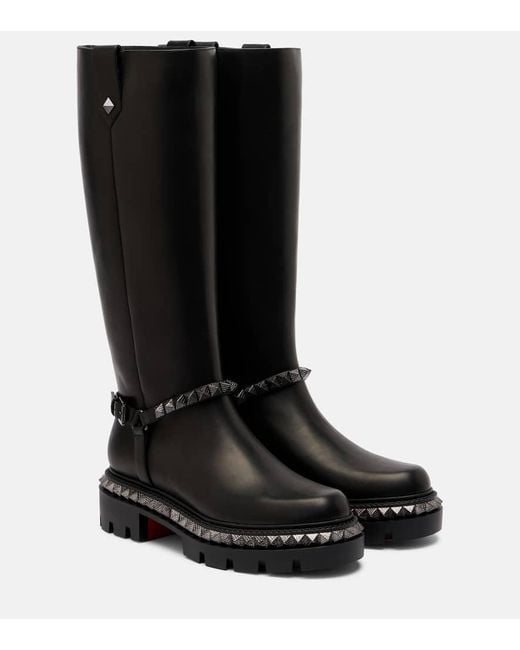 Christian Louboutin Black Verzierte Stiefel Marinetta Aus Leder