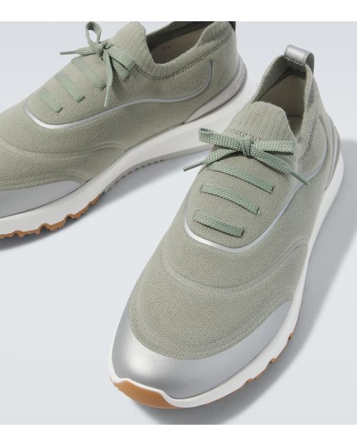 Brunello Cucinelli Green Knitted Sneakers for men