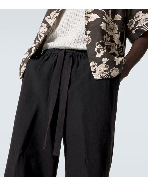 Commas Black Wide-Leg Linen Pants for men