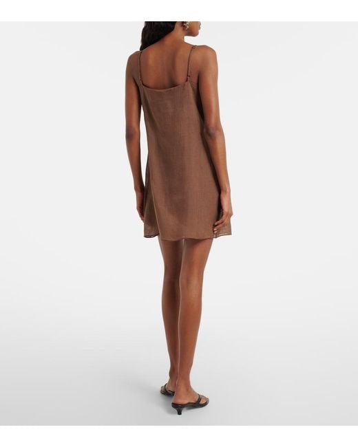 Leset Brown Niko Ramie Minidress