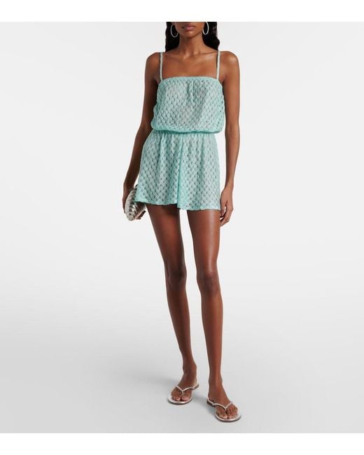 Missoni Blue Open-Knit Lame Romper
