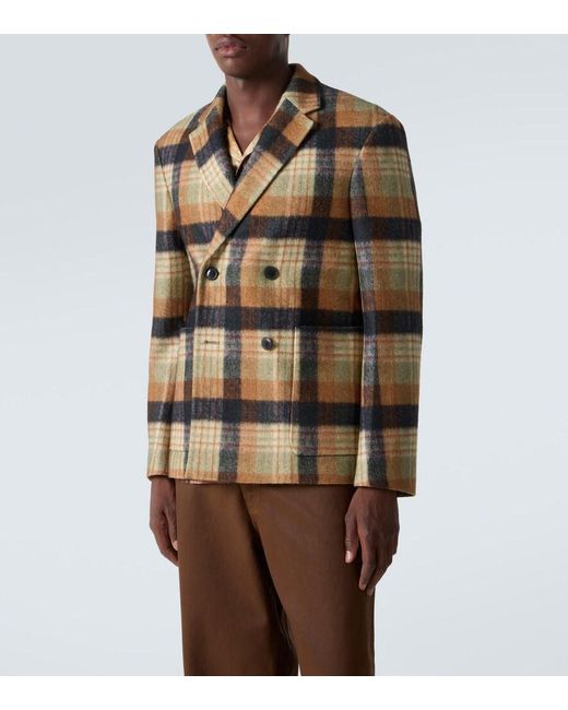 Dries Van Noten Brown Checked Wool Blazer for men