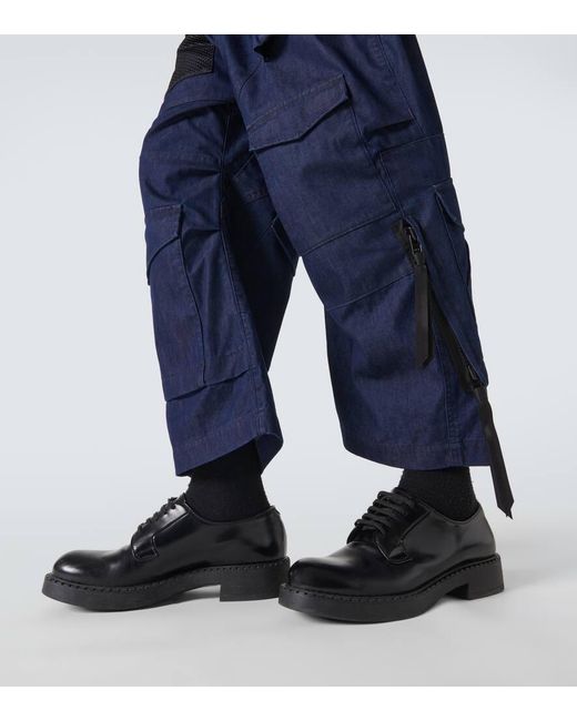 Junya Watanabe Blue Deconstructed Denim Cargo Pants for men