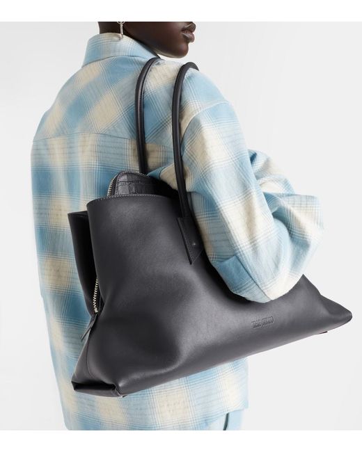The Attico Black La Passeggiata Medium Leather Tote Bag