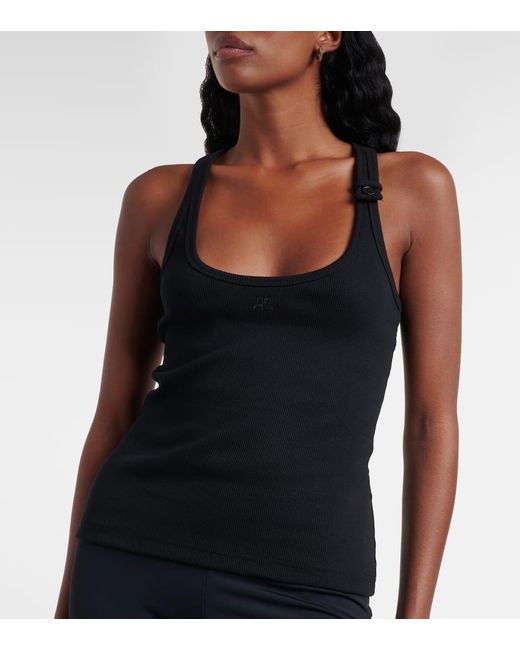 Courreges Black Ribbed-Knit Cotton Tank Top