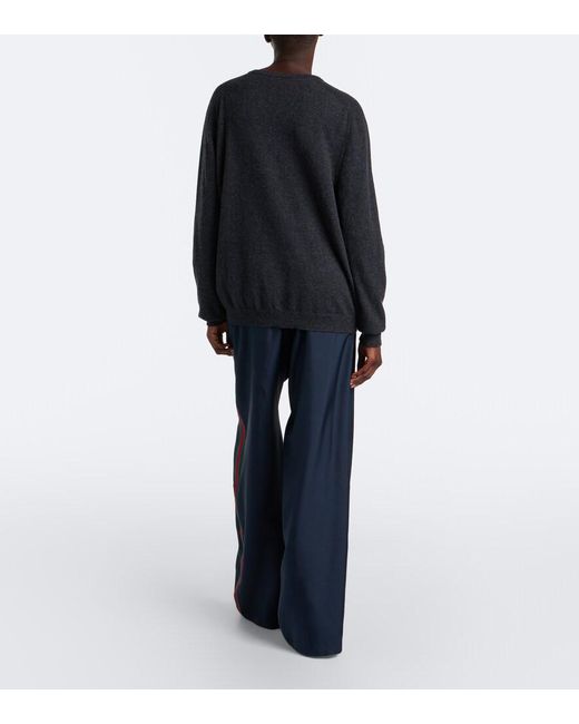 Gucci Blue Web Stripe Silk Track Pants