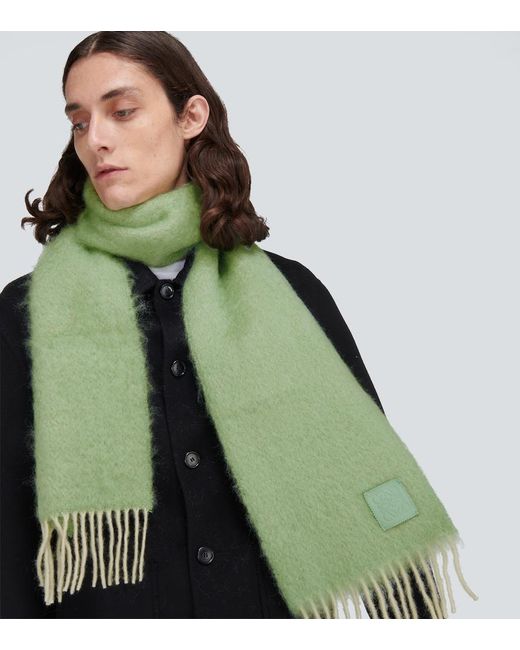 Loewe Green Anagram Mohair And Wool-blend Scarf for men