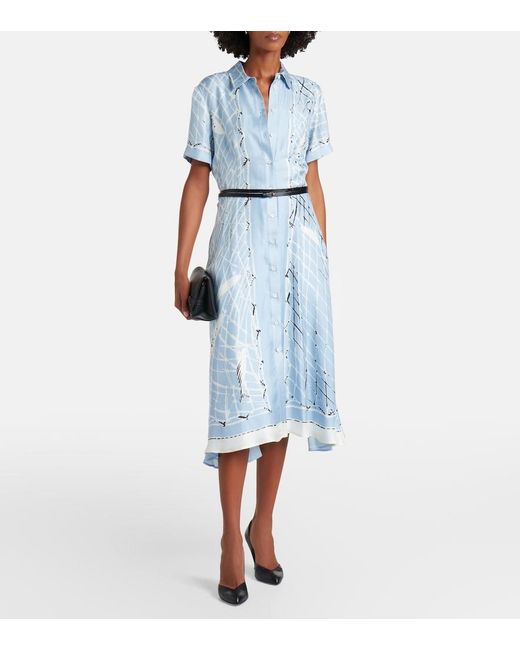 Altuzarra Blue Kiera Printed Silk Shirt Dress
