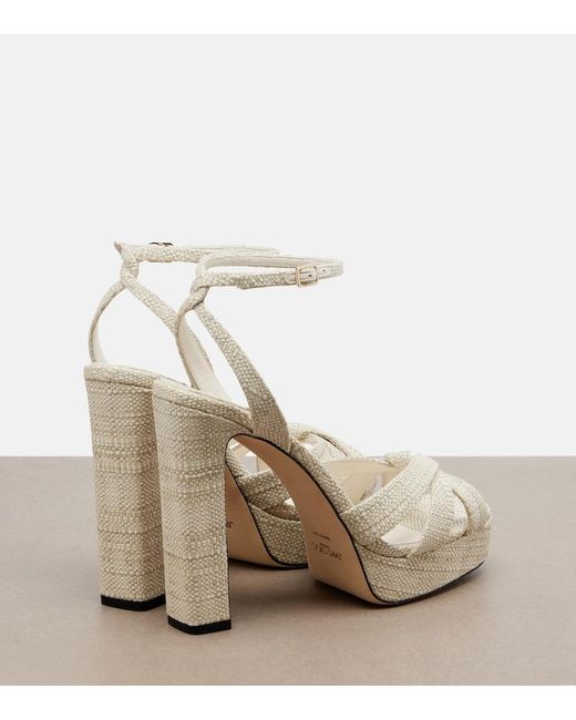Jimmy Choo White Kove Woven Platform Sandals