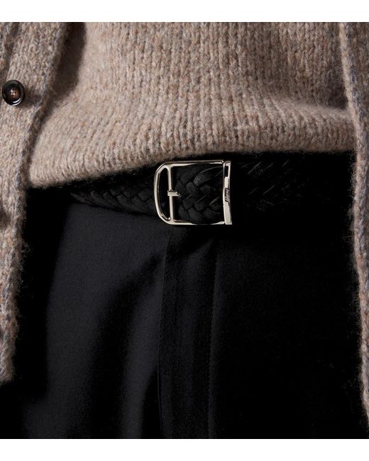 Brioni Black Braided Suede Belt for men