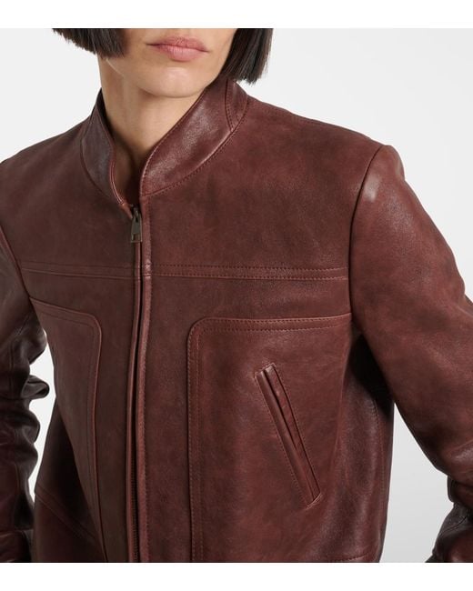 The Row Brown Bader Leather Jacket