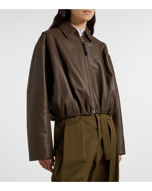Loewe Brown Draped Leather Jacket