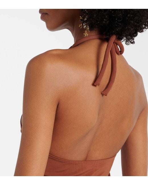 Max Mara Brown Parsec Halterneck Beach Jumpsuit