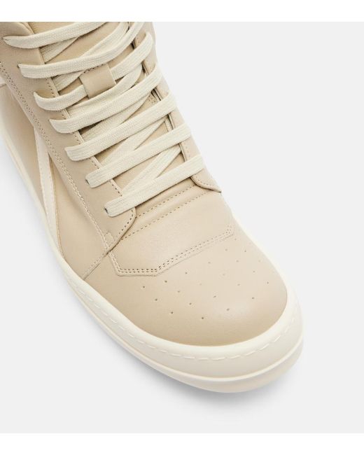 Rick Owens Natural Geobasket Leather Sneakers