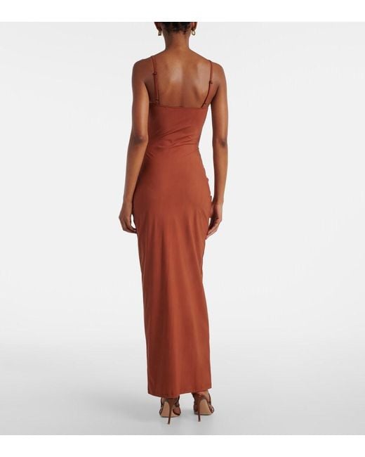 Christopher Esber Red Pierced Orbit Cutout Jersey Maxi Dress
