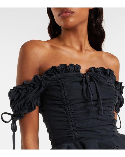 Balenciaga Black Gathered Cropped Top