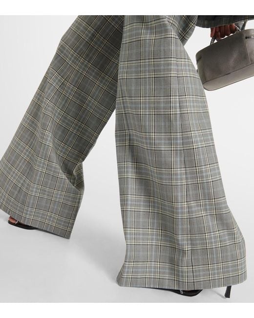Stella McCartney Gray Checked Wool Flared Pants