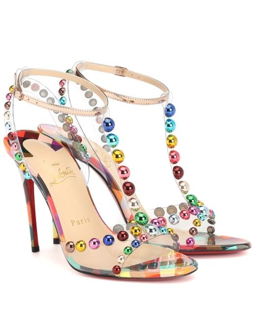 Christian Louboutin Multicolor Faridaravie 100 Embellished Pvc And Mirrored-leather Sandals