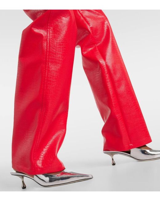 Pantaloni regular in similpelle stampata di ROTATE BIRGER CHRISTENSEN in Red