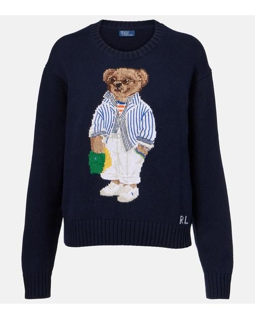 Suéter De Cuello Redondo De Algodón Polo Bear En Color Azul Marino Talla (También En S, Xs) Polo Ralph Lauren de color Blue