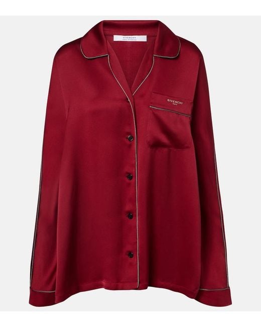 Givenchy Red Silk Satin Shirt
