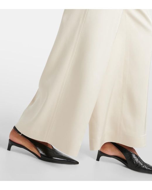 Jil Sander White Satin Wide-Leg Pants