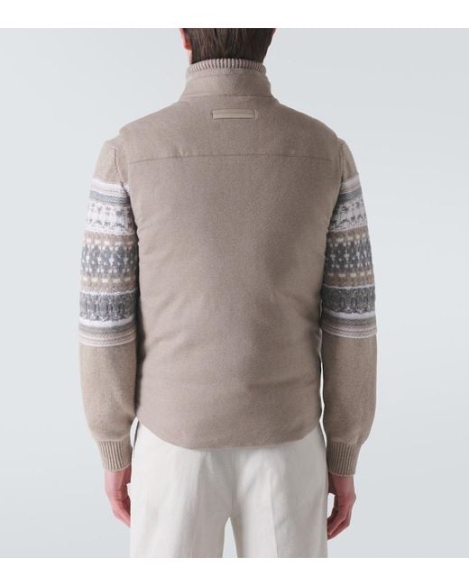 Zegna Gray Cashmere Down Vest for men