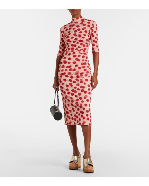 Stella McCartney Red Printed Mesh T-Shirt