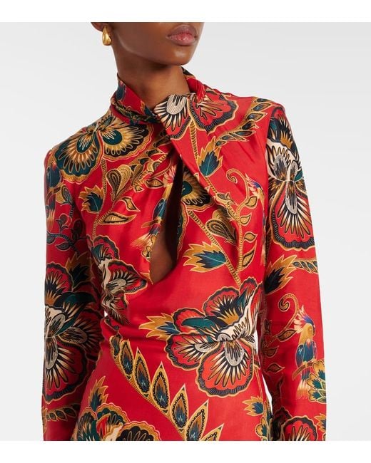 Robe Midi A Fleurs Farm Rio en coloris Red