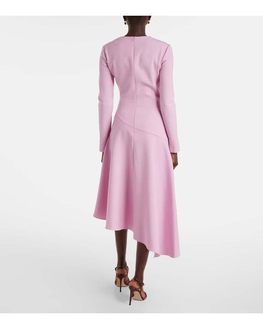 Oscar de la Renta Pink Asymmetric Wool-Blend Cocktail Dress